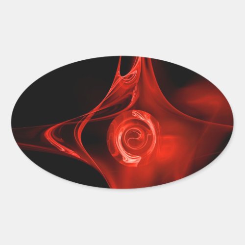 FRACTAL ROSE  red black Oval Sticker