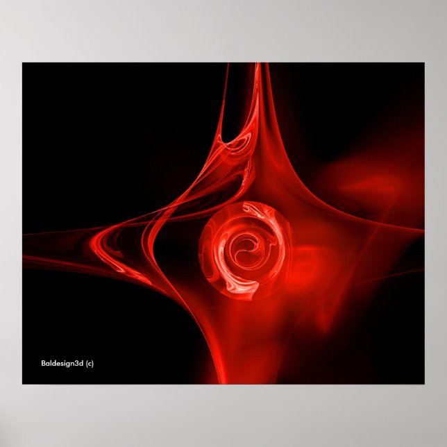 FRACTAL ROSE ,red ,black Poster (Front)