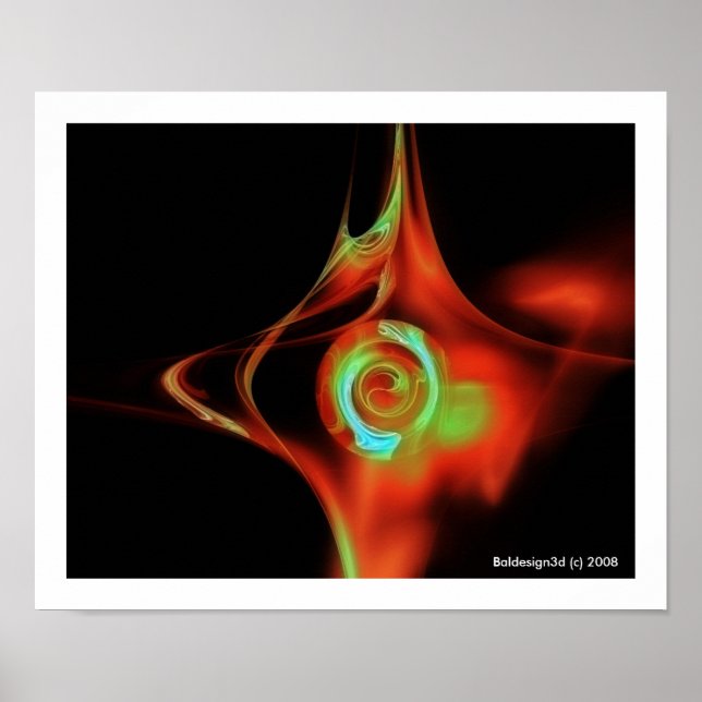 FRACTAL ROSE , red green blue Poster (Front)