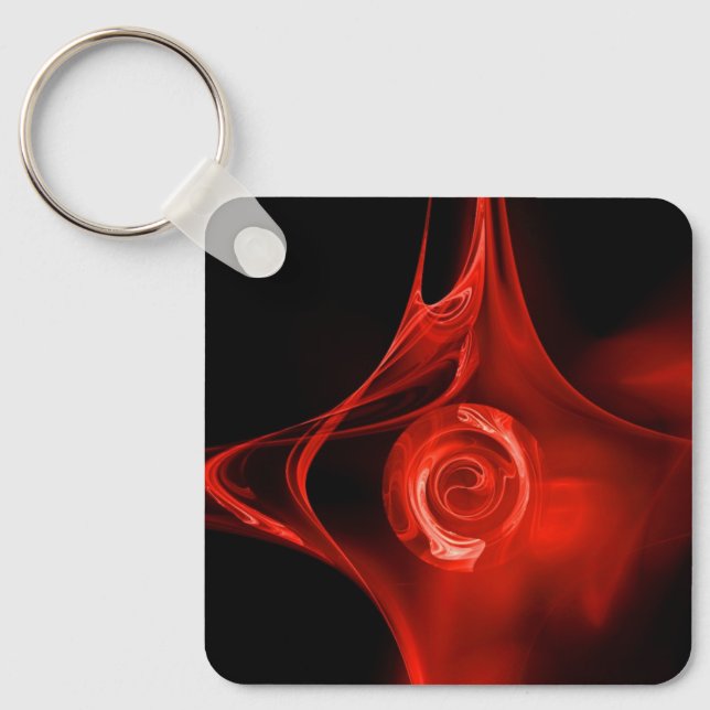 FRACTAL ROSE , red Keychain (Front)