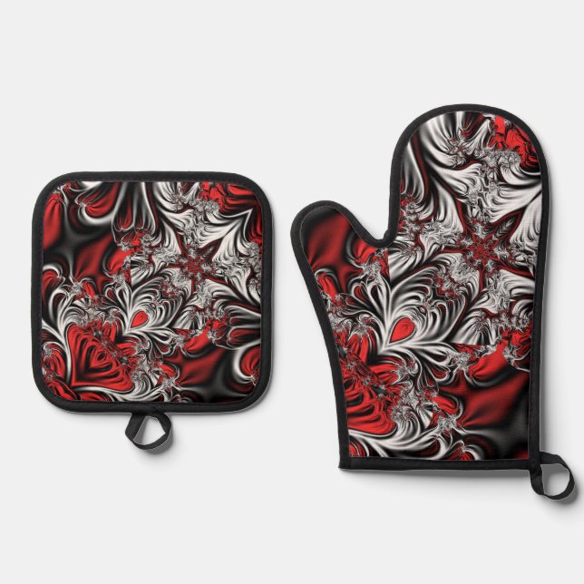 Fractal’s pattern oven mitt & pot holder set (Front)