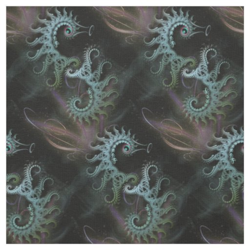 Fractal Seahorses Art Fabric