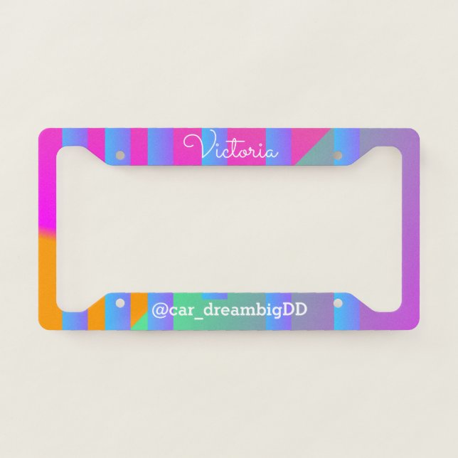 Fractal Shapes Business Neon  Colorful License Plate Frame (Front)