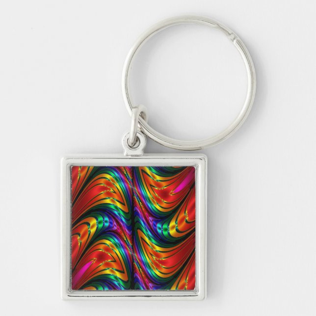 Fractal Silk Rainbow Keychain (Front)