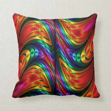 Fractal Silk Rainbow Throw Pillow