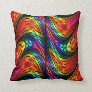 Fractal Silk Rainbow Throw Pillow