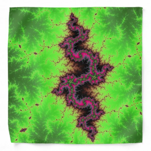 Fractal Snake _ pink fuchsia and neon green Bandana