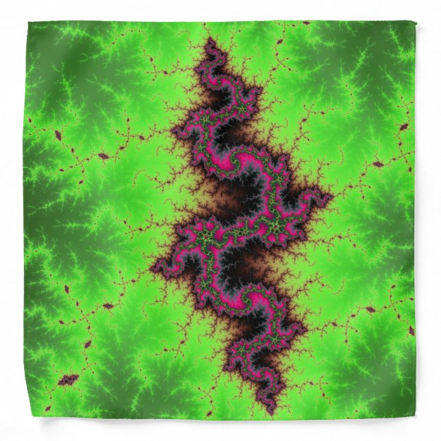 Fractal Snake - pink, fuchsia and neon green Bandana (Front)