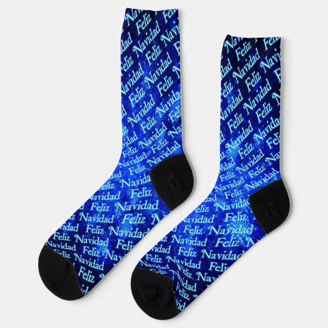 Fractal Snowburst - Feliz Navidad Socks (Left)