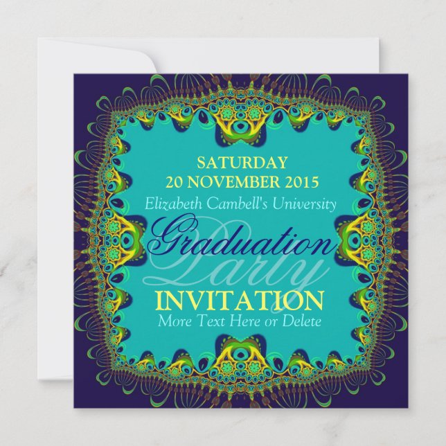 Fractal Spice Exotic Graduation Party Invitation (Front)