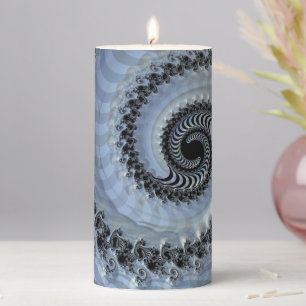 Fractal Spiral Elegance  Pillar Candle