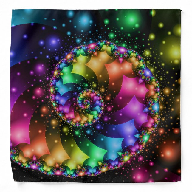 Fractal Spiral Rainbow Nebula Bandana (Front)