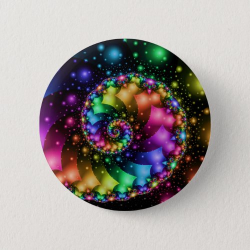 Fractal Spiral Rainbow Nebula Button