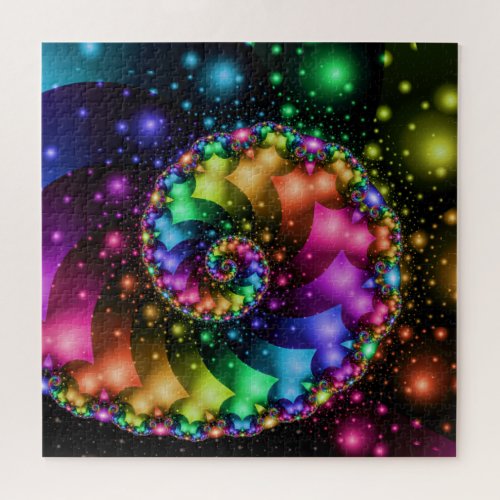 Fractal Spiral Rainbow Nebula Jigsaw Puzzle