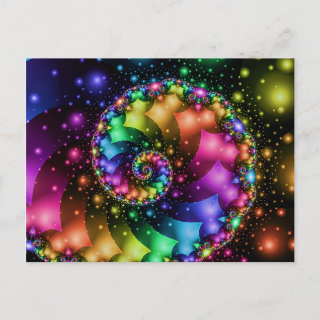Fractal Spiral Rainbow Nebula Postcard (Front)