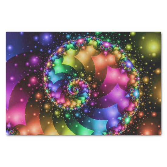 Fractal Spiral Rainbow Nebula Tissue Paper