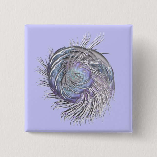 Fractal Squidly Thing Pinback Button (Front)