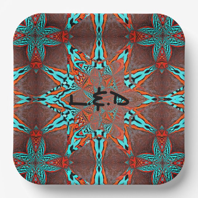 Fractal Star of Future & Your letters Paper Plates (Front)