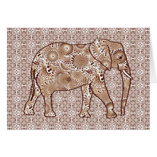 Fractal swirl elephant - brown and taupe (Front Horizontal)