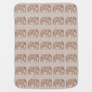 Fractal swirl elephant - brown and taupe baby blanket