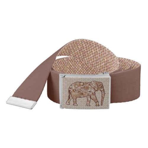 Fractal swirl elephant _ brown and taupe belt