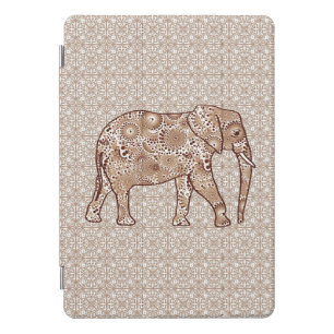 Fractal swirl elephant - brown and taupe cover for