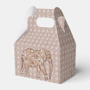 Fractal swirl elephant - brown and taupe favor boxes