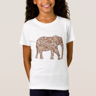 Fractal swirl elephant - brown and taupe T-Shirt
