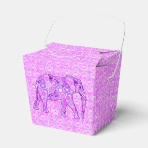Fractal swirl elephant - purple and orchid favor boxes