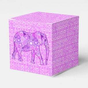 Fractal swirl elephant - purple and orchid favor boxes