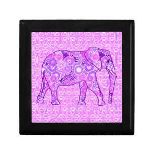 Fractal swirl elephant - purple and orchid gift box