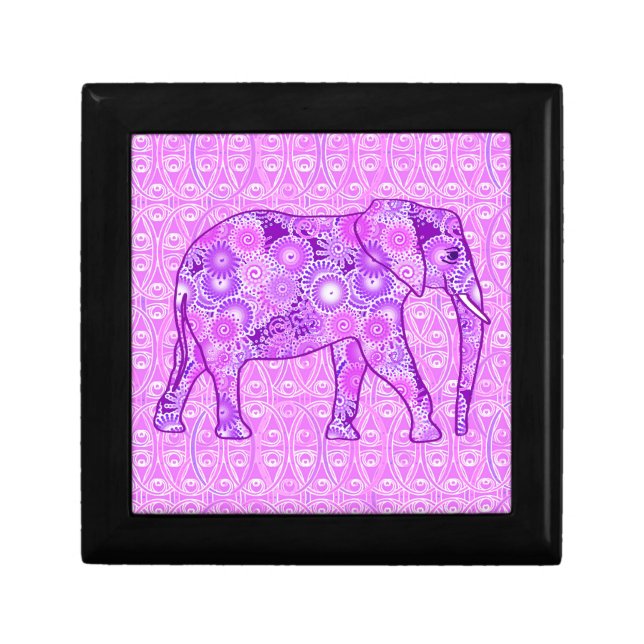 Fractal swirl elephant - purple and orchid gift box (Front)