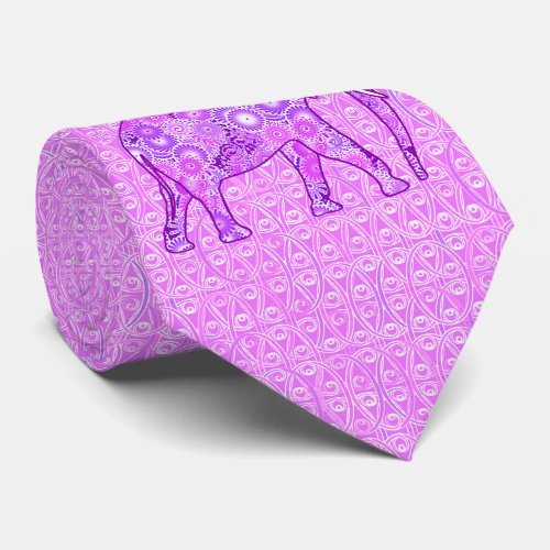 Fractal swirl elephant _ purple and orchid tie