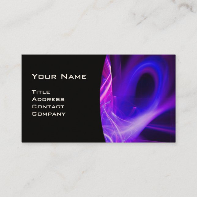 FRACTAL SWIRL GEM MONOGRAM black white blue pink Business Card (Front)