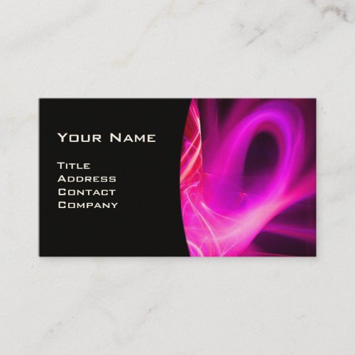 FRACTAL SWIRL GEM MONOGRAM black white pink Business Card