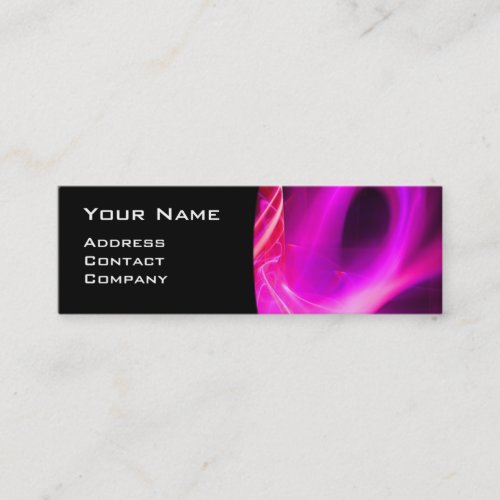 FRACTAL SWIRL GEM MONOGRAM black white pink Mini Business Card