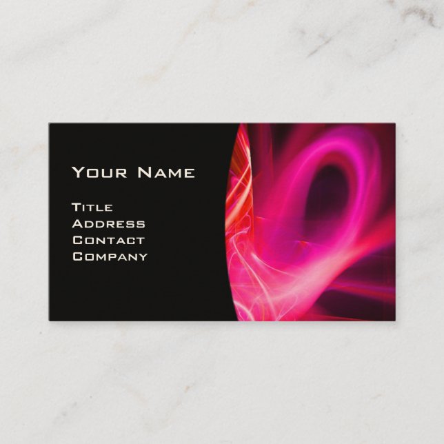 FRACTAL SWIRL GEM MONOGRAM black white red pink Business Card (Front)