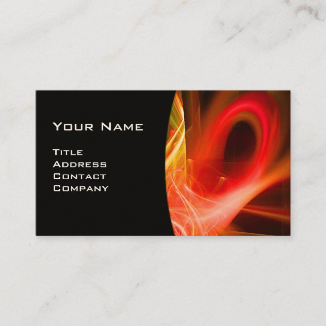 FRACTAL SWIRL GEM MONOGRAM black white yellow red Business Card (Front)