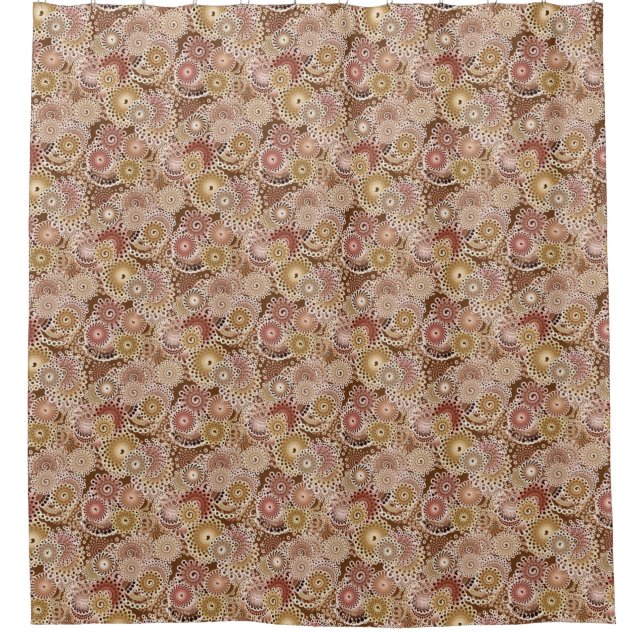 Fractal Swirl Pattern, Brown, Tan and Beige   Shower Curtain (Front)