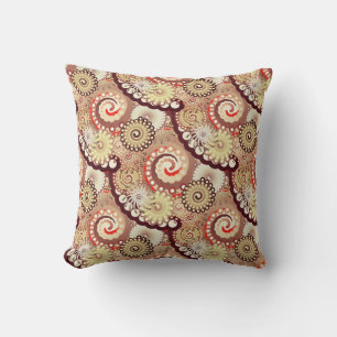 Fractal swirl pattern, chocolate and cream throw pillow