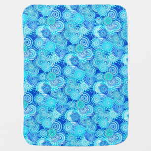 Fractal swirl pattern, cobalt blue baby blanket