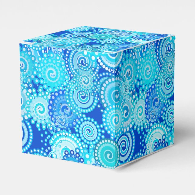 Fractal swirl pattern, cobalt blue favor boxes (Front Side)