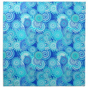 Fractal swirl pattern, cobalt blue napkin