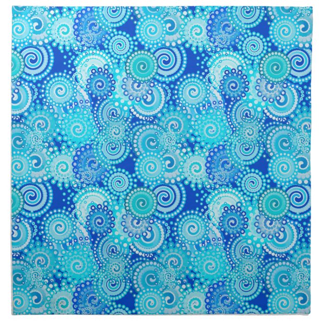 Fractal swirl pattern, cobalt blue napkin (Front)
