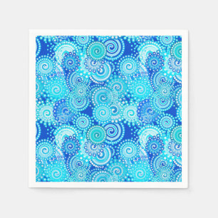 Fractal swirl pattern, cobalt blue paper napkins