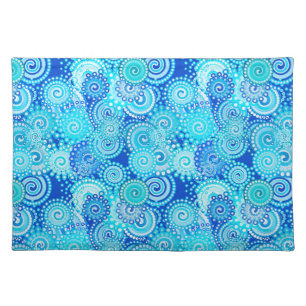 Fractal swirl pattern, cobalt blue placemat