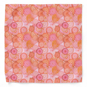 Fractal swirl pattern, coral and pink bandana
