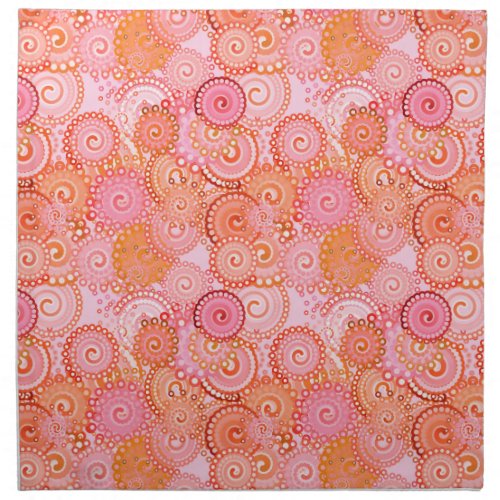 Fractal swirl pattern coral and pink napkin