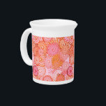 Fractal swirl pattern, coral and pink pitcher<br><div class="desc">Fractal swirl pattern in shades of coral pink,  coral orange,  red,  peach and pink,  accented with maroon</div>