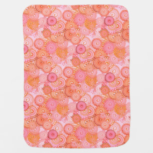 Fractal swirl pattern, coral and pink swaddle blanket